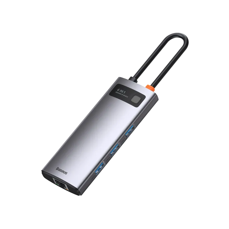 USB-хаб Baseus 6in1 Metal Gleam 6-Port Type-C HUB Adapter (CAHUB-CW0G)